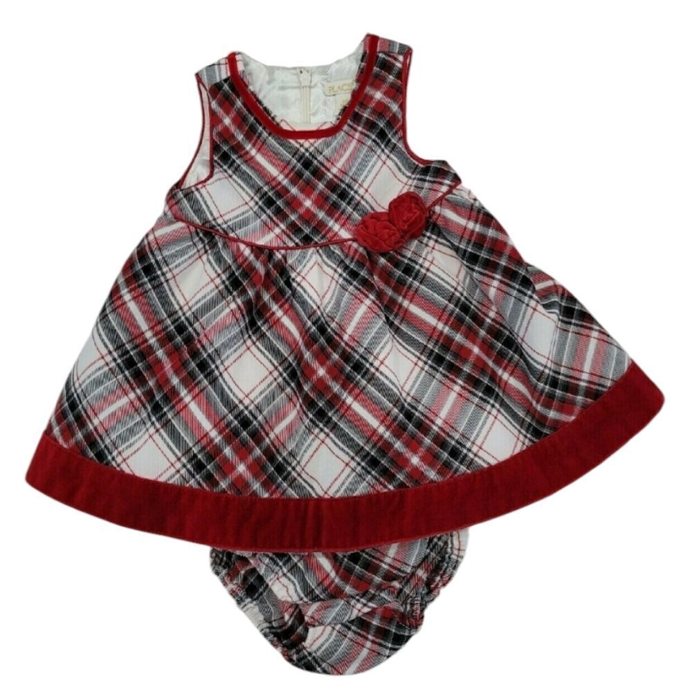 Plaid holiday dress matching bloomers